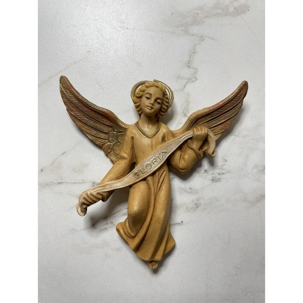 Vintage Poly Resin Angel Gloria Banner for Nativity Figure 5